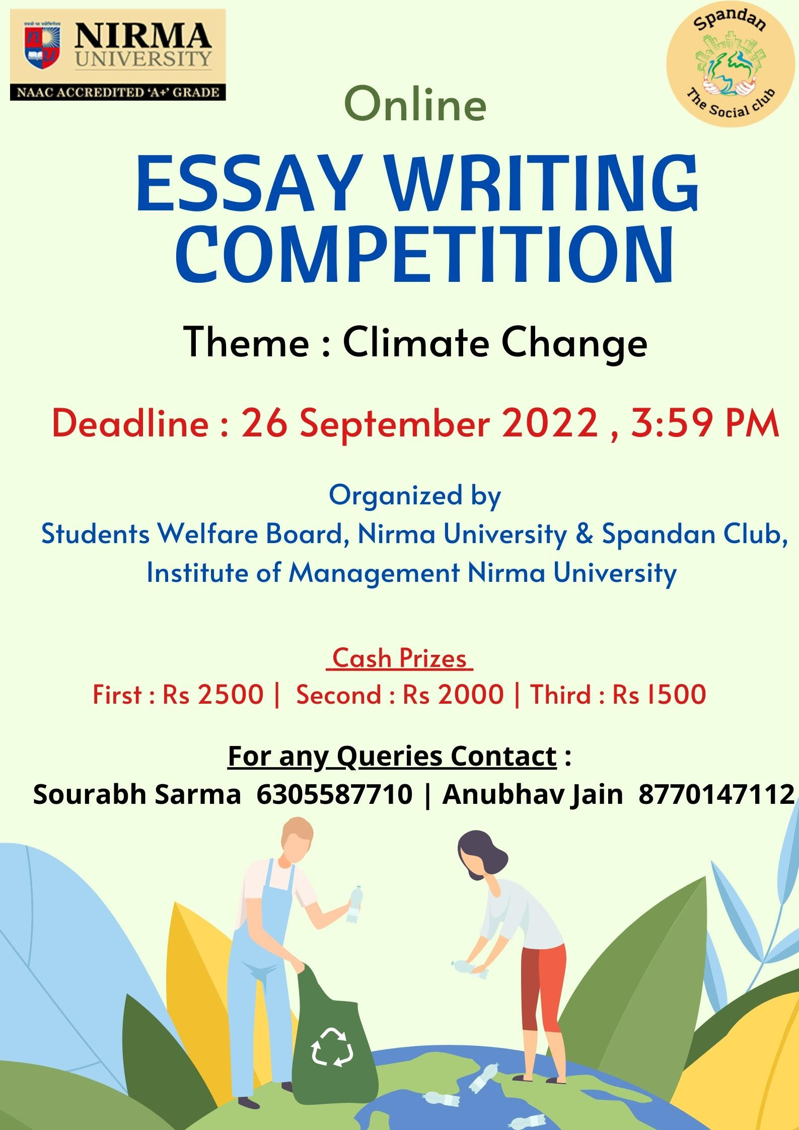an online essay writing competition is conducted by the english club in your school