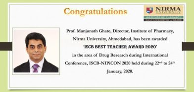 Prof. Manjunath Ghate received ISCB best teacher award 2020