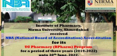 Nirma Institute of Pharmacy received NBA  Accreditation