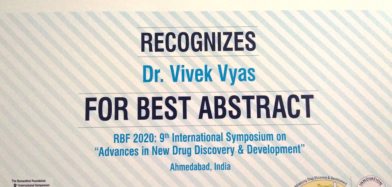 Dr. Vivek K. Vyas received  ACS (American Chemical Society) Best Abstract Award 