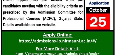 Admission Announcement for BPharm (NRI category)