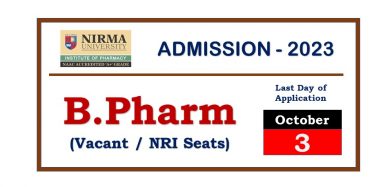 Admission 2023 – BPharm (Vacant Seats / NRI Seats)