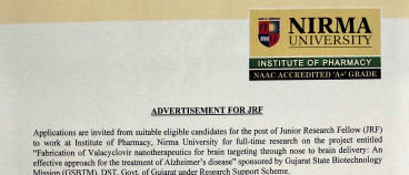 Advertisement For JRF under GSBTM Sponsored Research Project