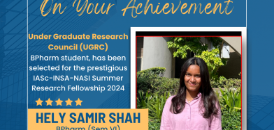 Student Achievement – Received IASc-INSA-NASI Summer Research Fellowship 2024