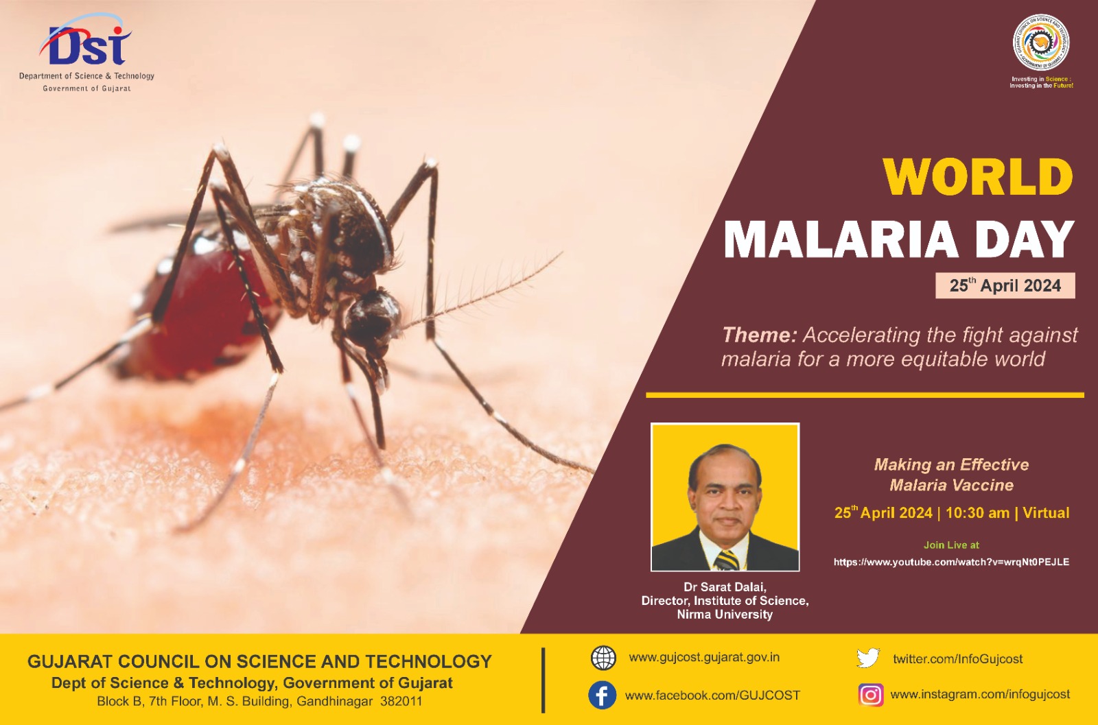 World Malaria Day Lecture by Prof. Dalai organized by GUJCOST