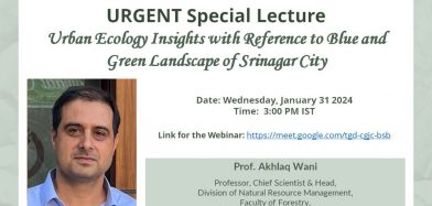 Webinar on Urban Ecology Insights with Reference to Blue and Green Landscape of Srinagar City