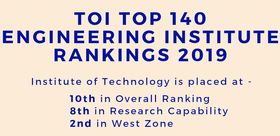 Institute of Technology is placed 10th in the country by Times of India Survey 2019