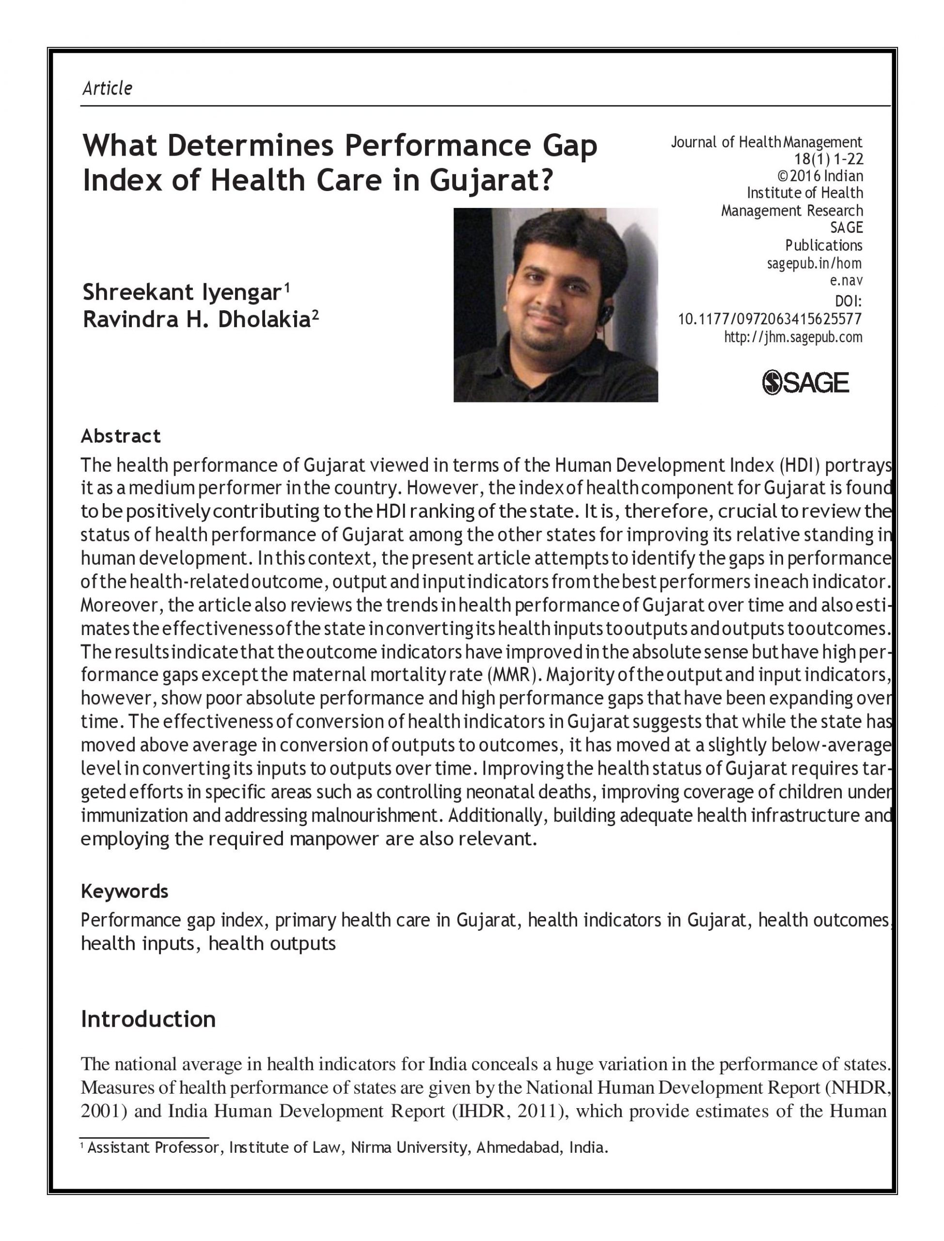 What Determines Performance Gap Index of Health Care in Gujarat?