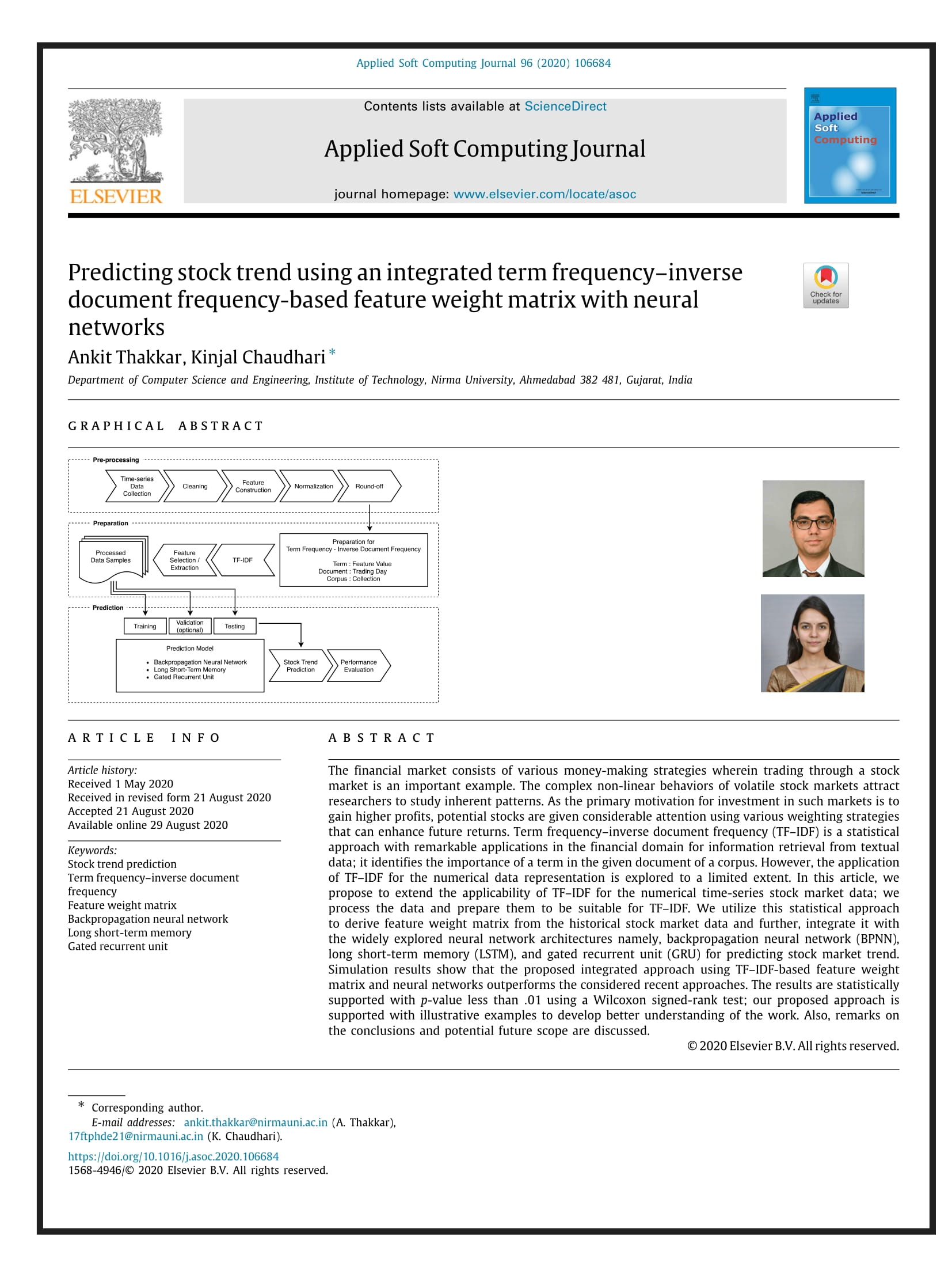 Predicting stock trend using an integrated term frequency?inverse document frequency-based feature weight matrix with neural networks