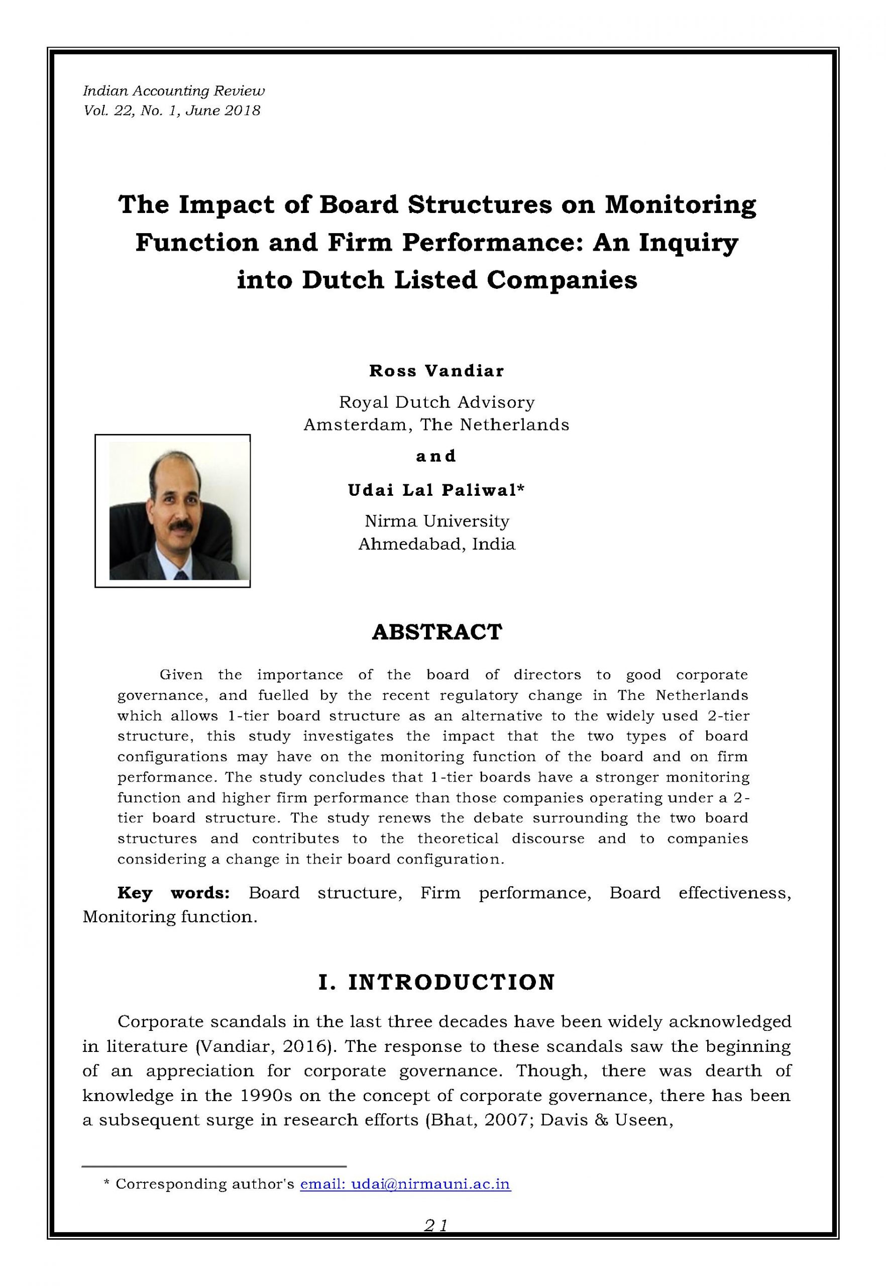 The Impact of Board Structures on Monitoring Function and Firm Performance: An Inquiry into Dutch Listed Companies