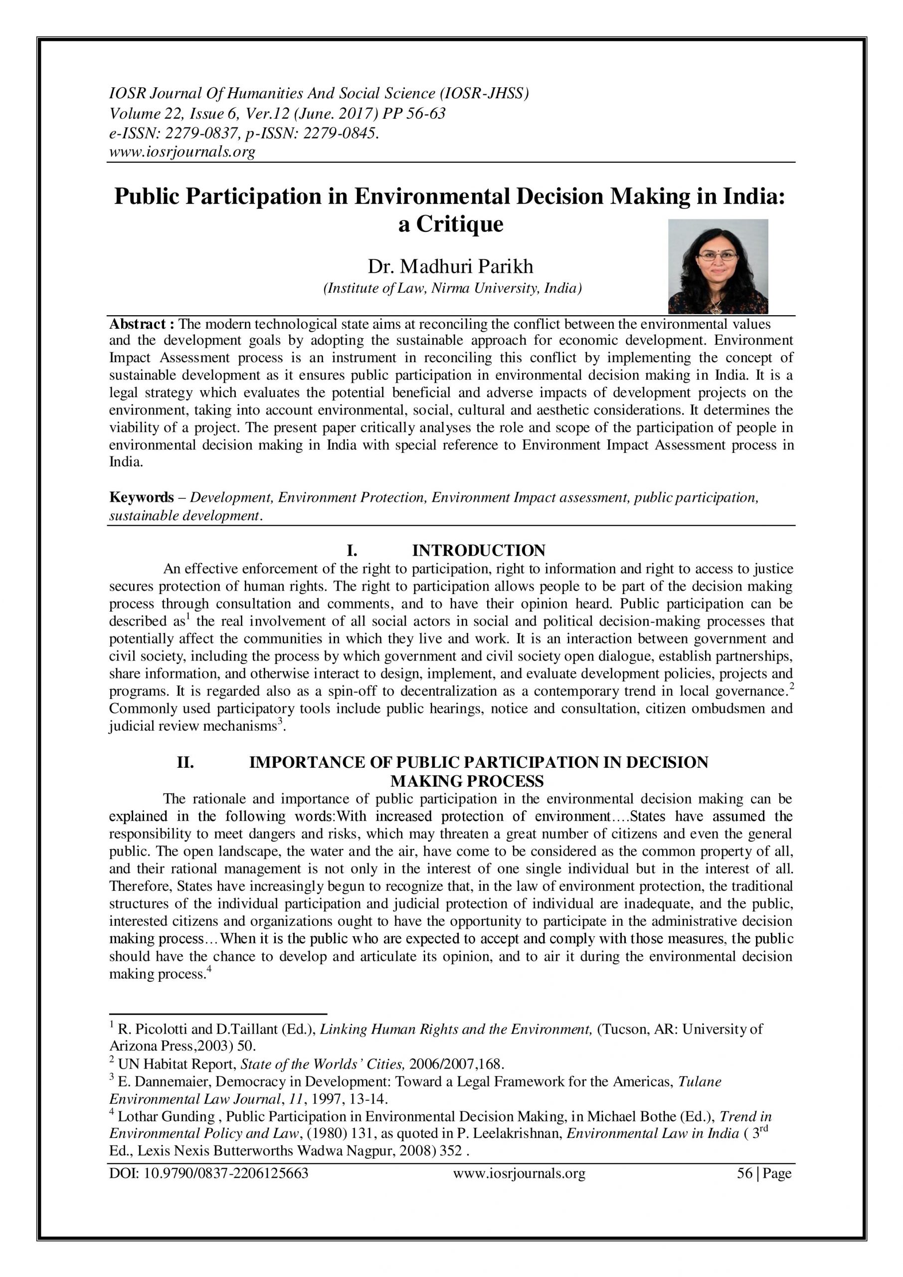 Public Participation in Environmental Decision Making in India: A Critique
