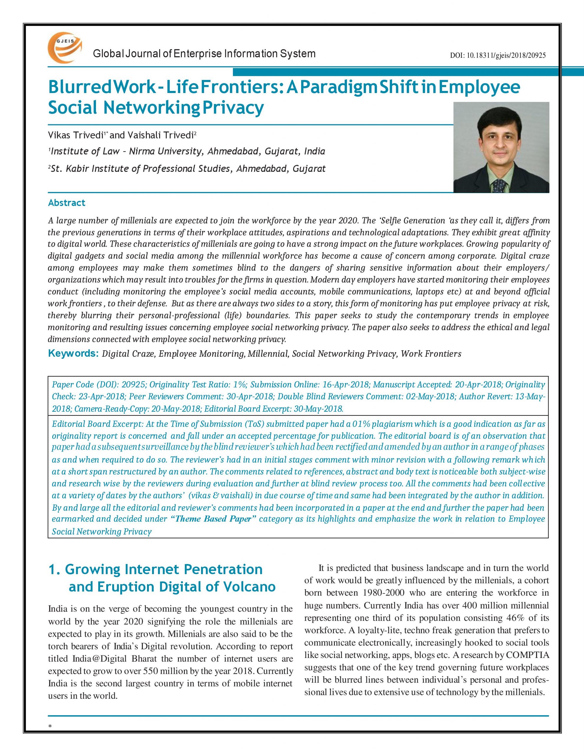 Blurred Work-Life Frontiers; A Paradigm Shift in Employee Social Networking Privacy