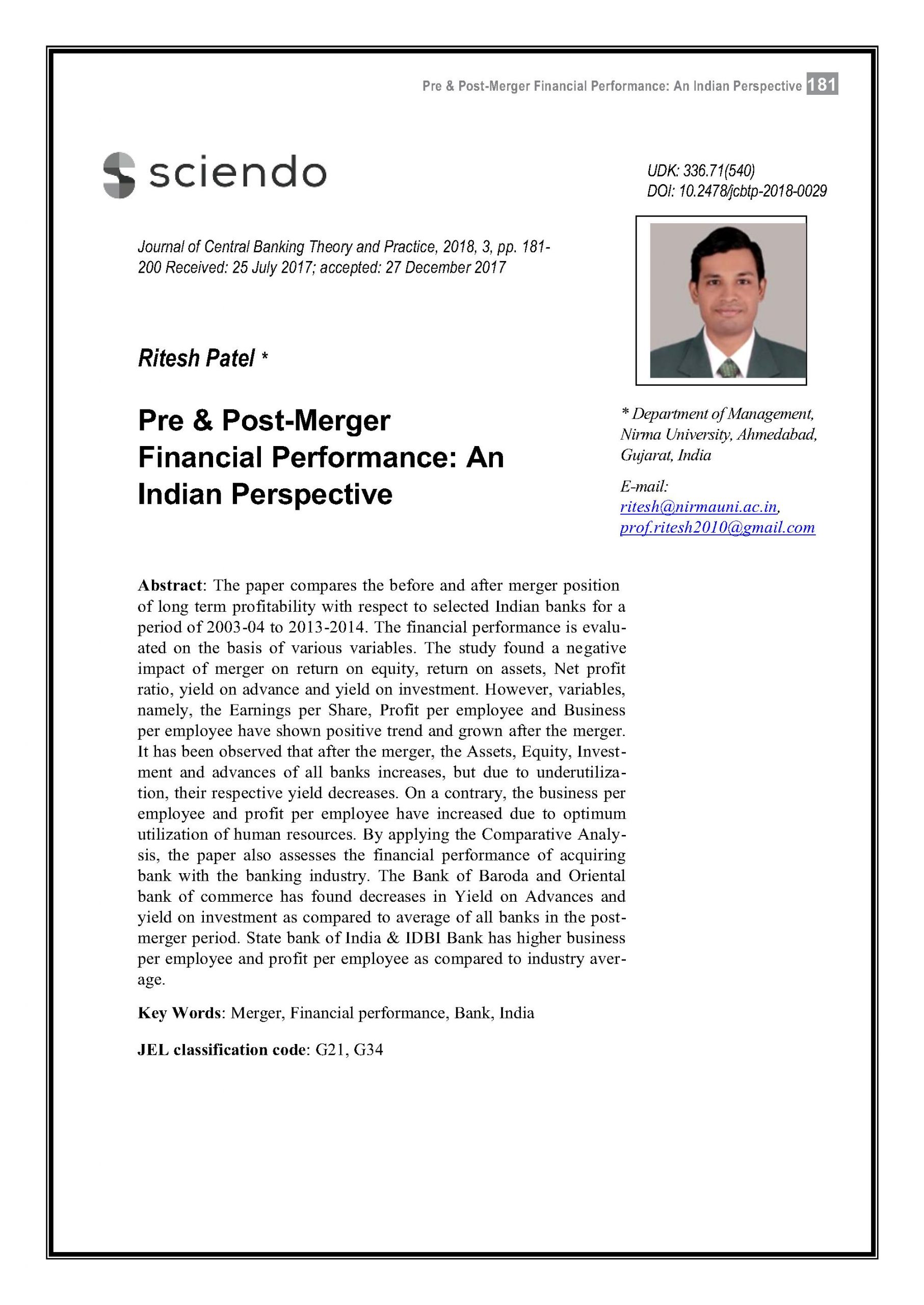 Pre & Post-Merger Financial Performance: An Indian Perspective