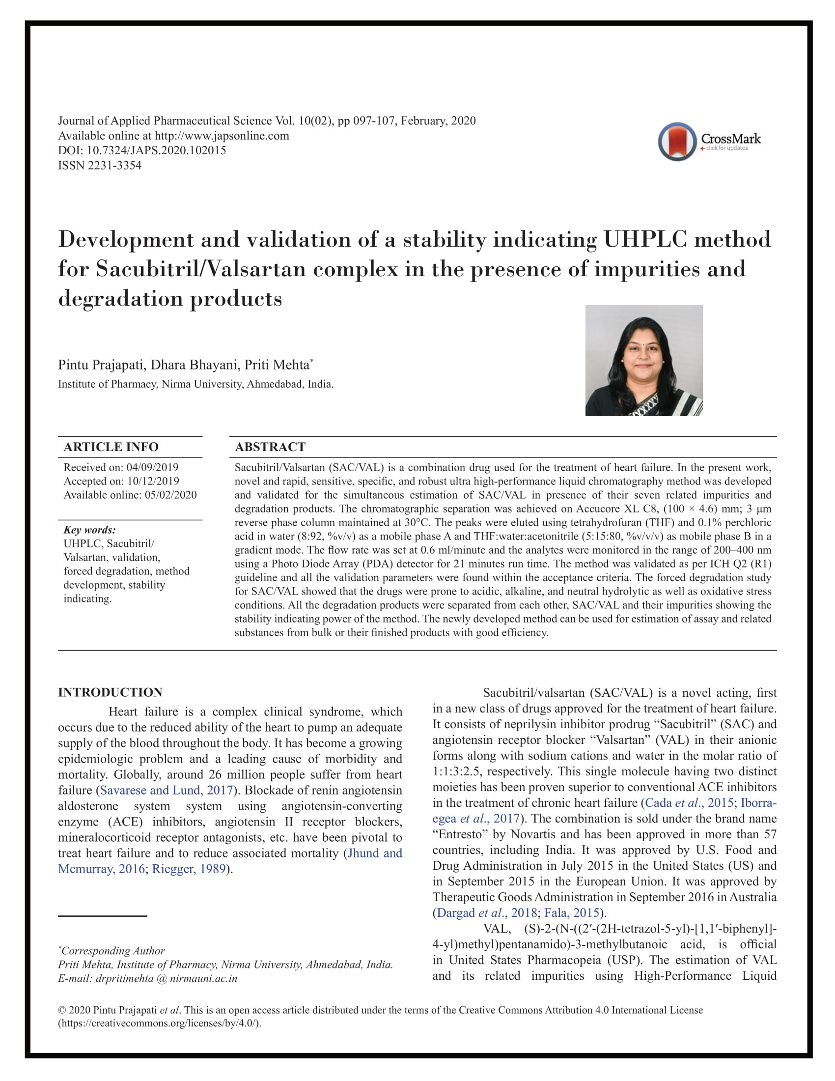 Development and validation of a stability indicating UHPLC method for Sacubitril/Valsartan complex in the presence of impurities and degradation products