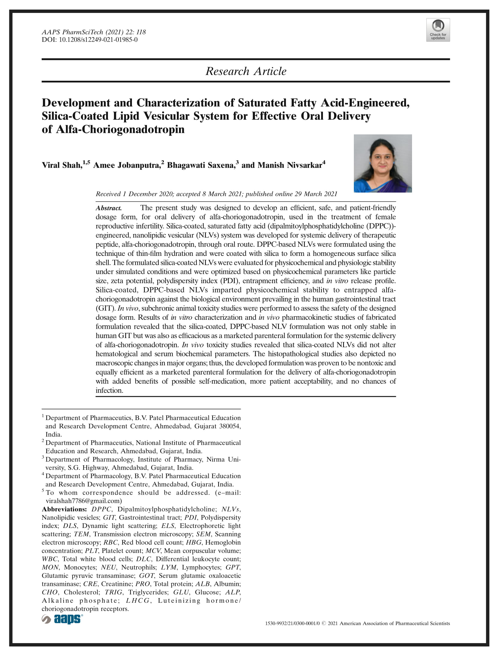 Development and Characterization of Saturated Fatty Acid-Engineered, Silica-Coated Lipid Vesicular System for Effective Oral Delivery of Alfa-Choriogonadotropin