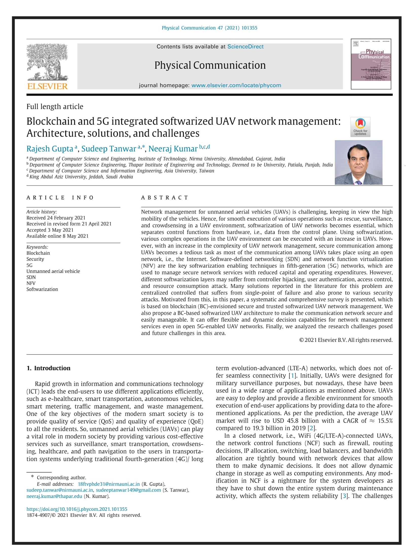 Blockchain and 5G integrated softwarized UAV network management: Architecture, solutions, and challenges