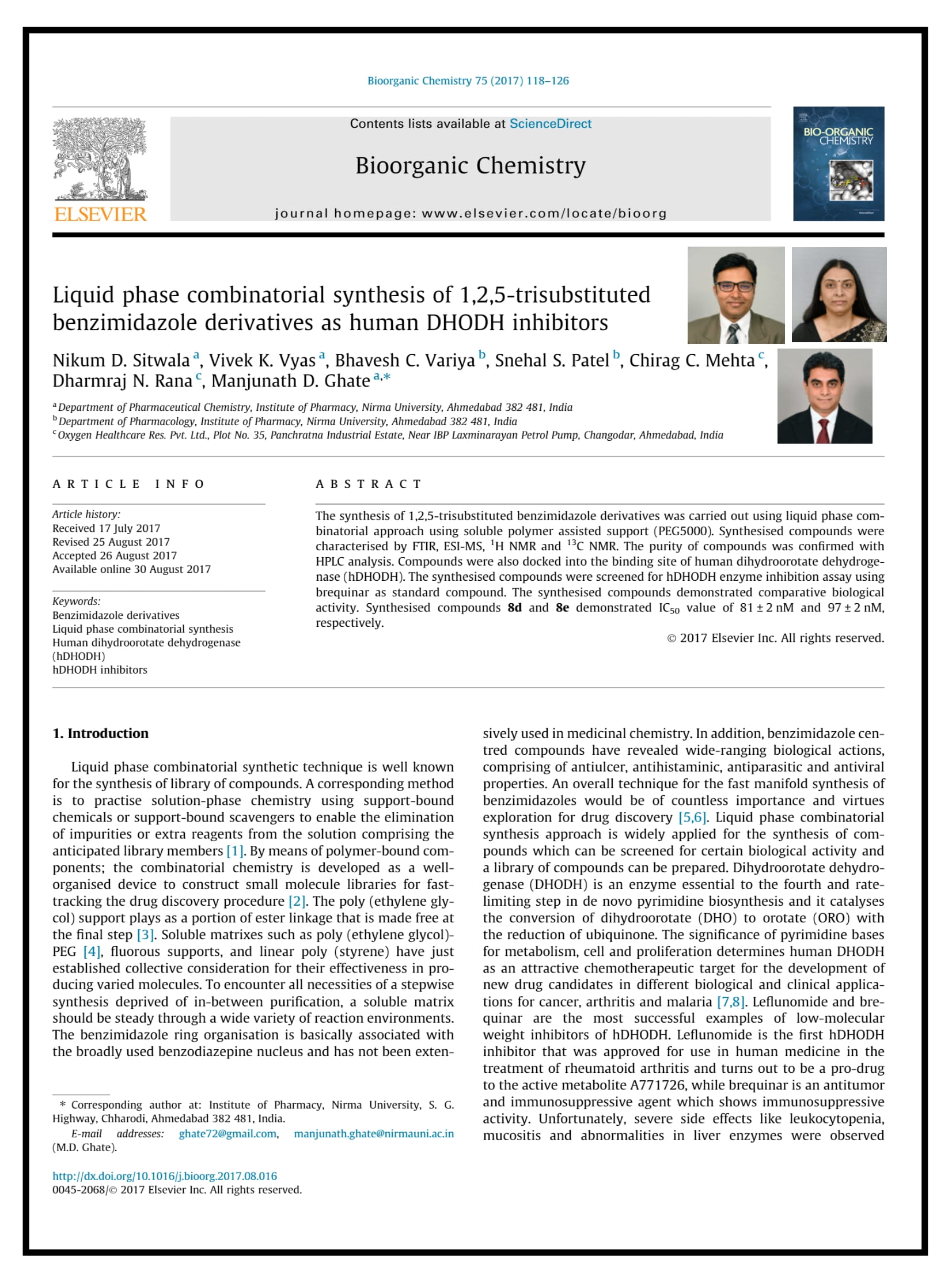 Liquid phase combinatorial synthesis of 1,2,5-trisubstituted benzimidazole derivatives as human DHODH inhibitors