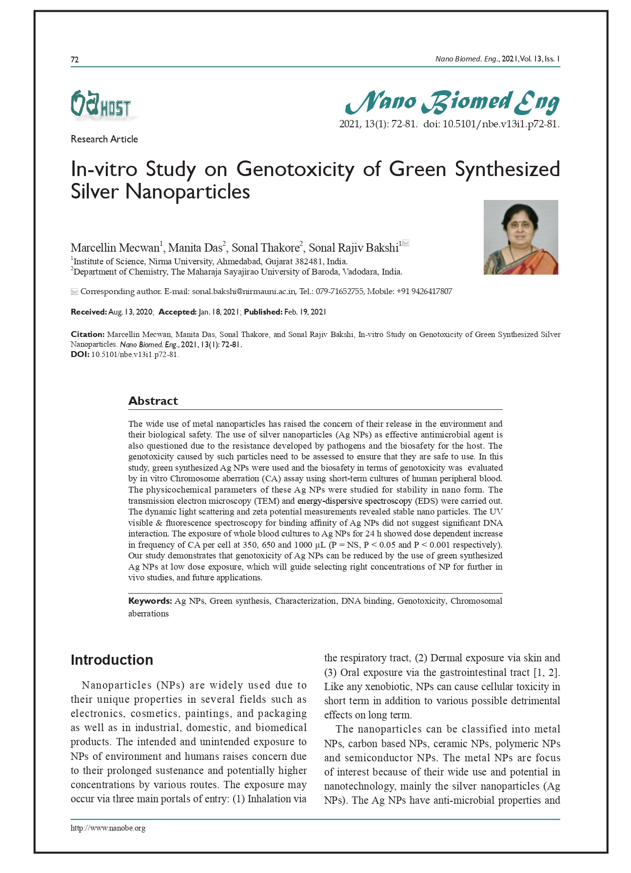 In-vitro Study on Genotoxicity of Green Synthesized Silver Nanoparticles