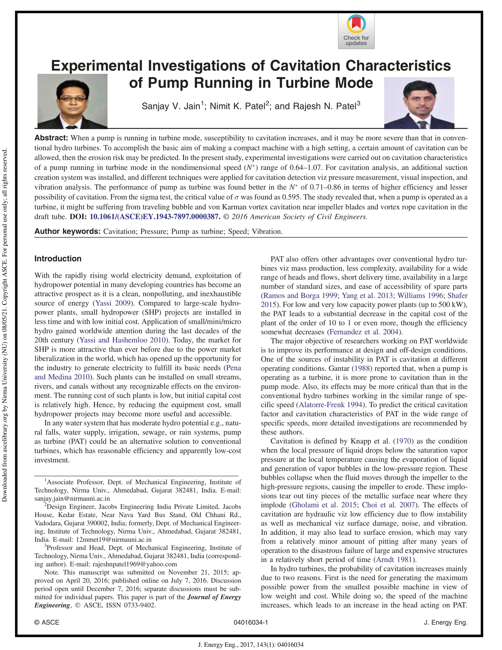 Experimental Investigations of Cavitation Characteristics of Pump Running in Turbine Mode