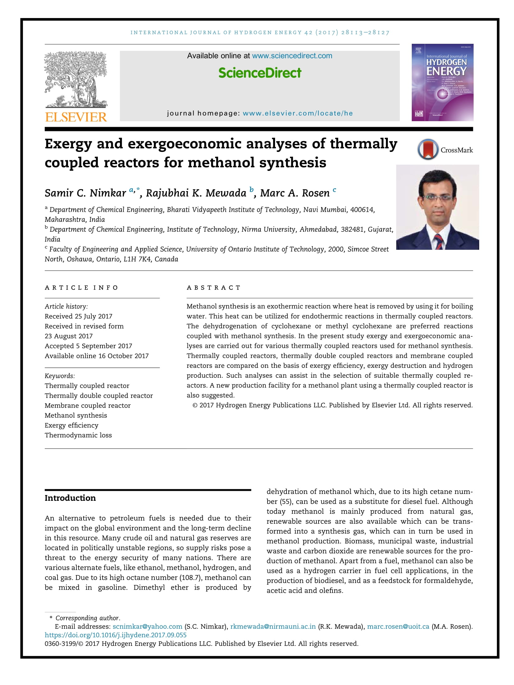 Exergy and exergoeconomic analyses of thermally coupled reactors for methanol synthesis