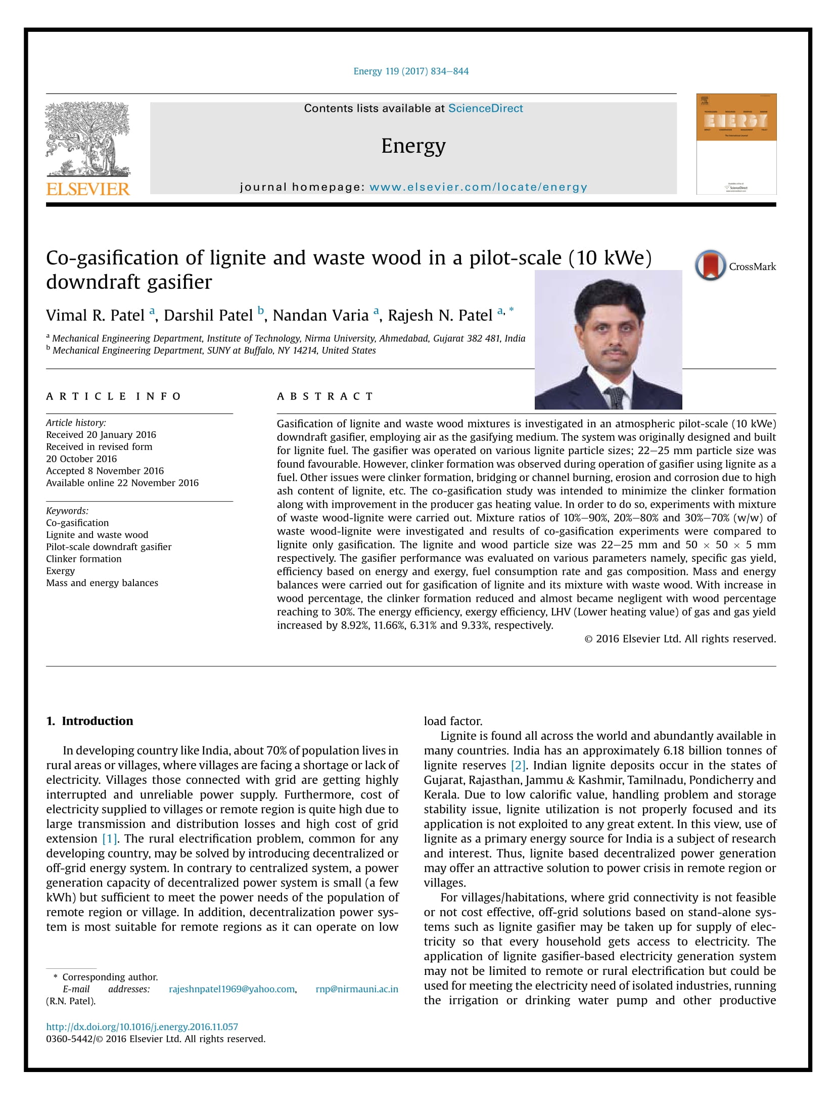 Co-gasification of lignite and waste wood in a pilot-scale (10 kWe) downdraft gasifier