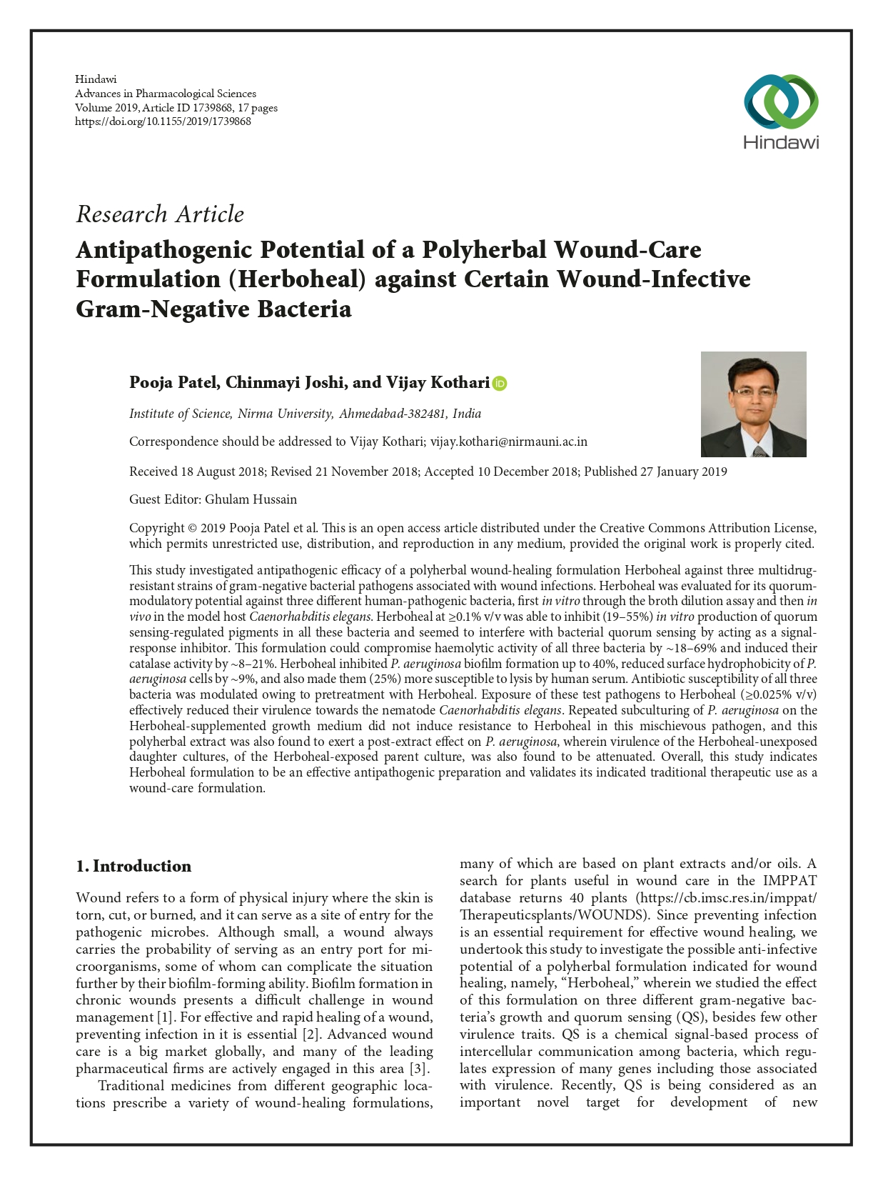 Antipathogenic Potential of a Polyherbal Wound-Care Formulation (Herboheal) against Certain Wound-Infective Gram-Negative Bacteria