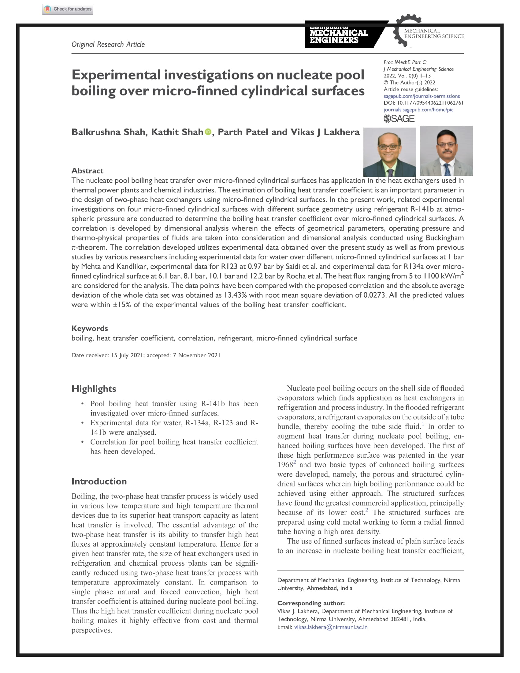 Experimental investigations on nucleate pool boiling over micro-finned cylindrical surfaces