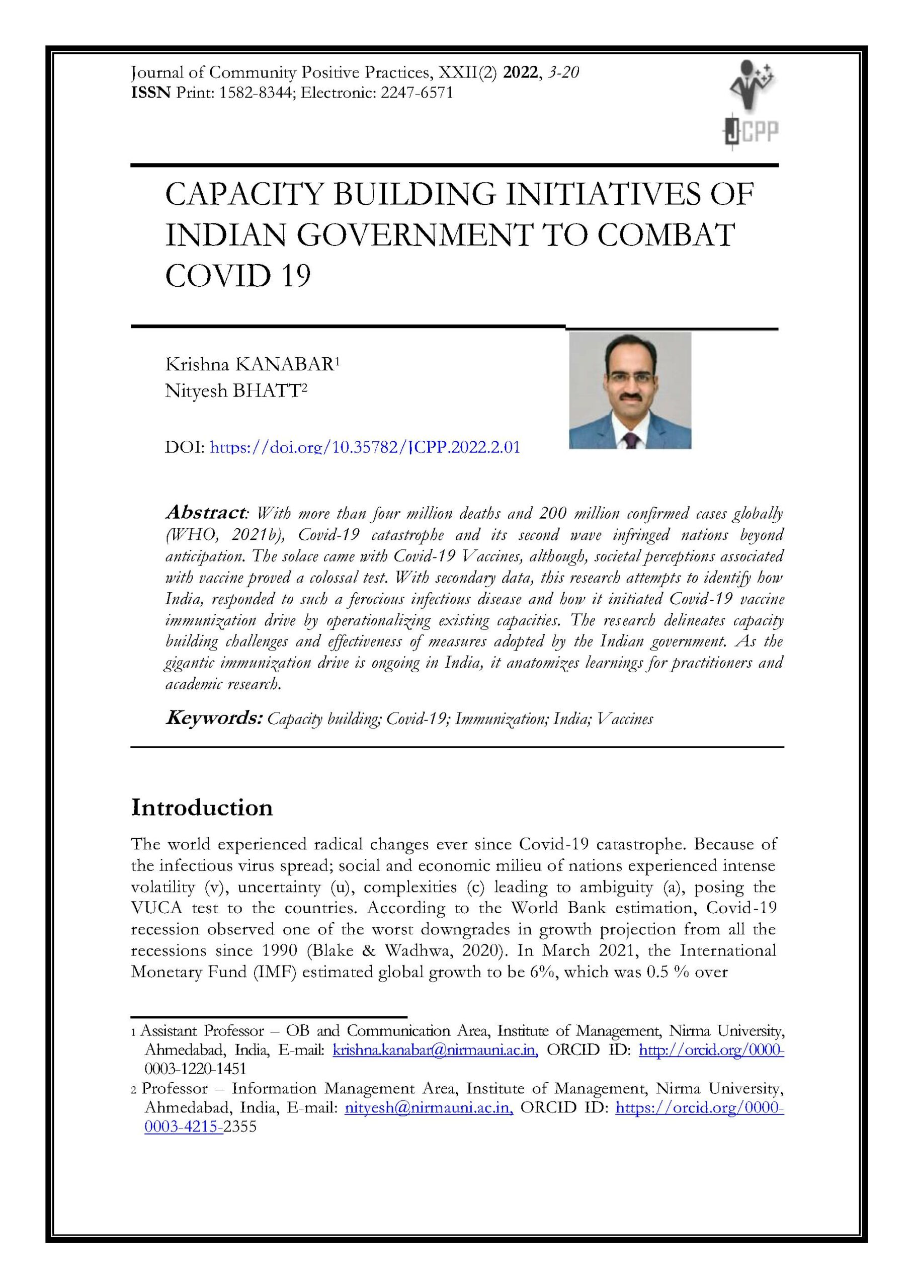 Capacity Building Initiatives of Indian Government to Combat Covid 19