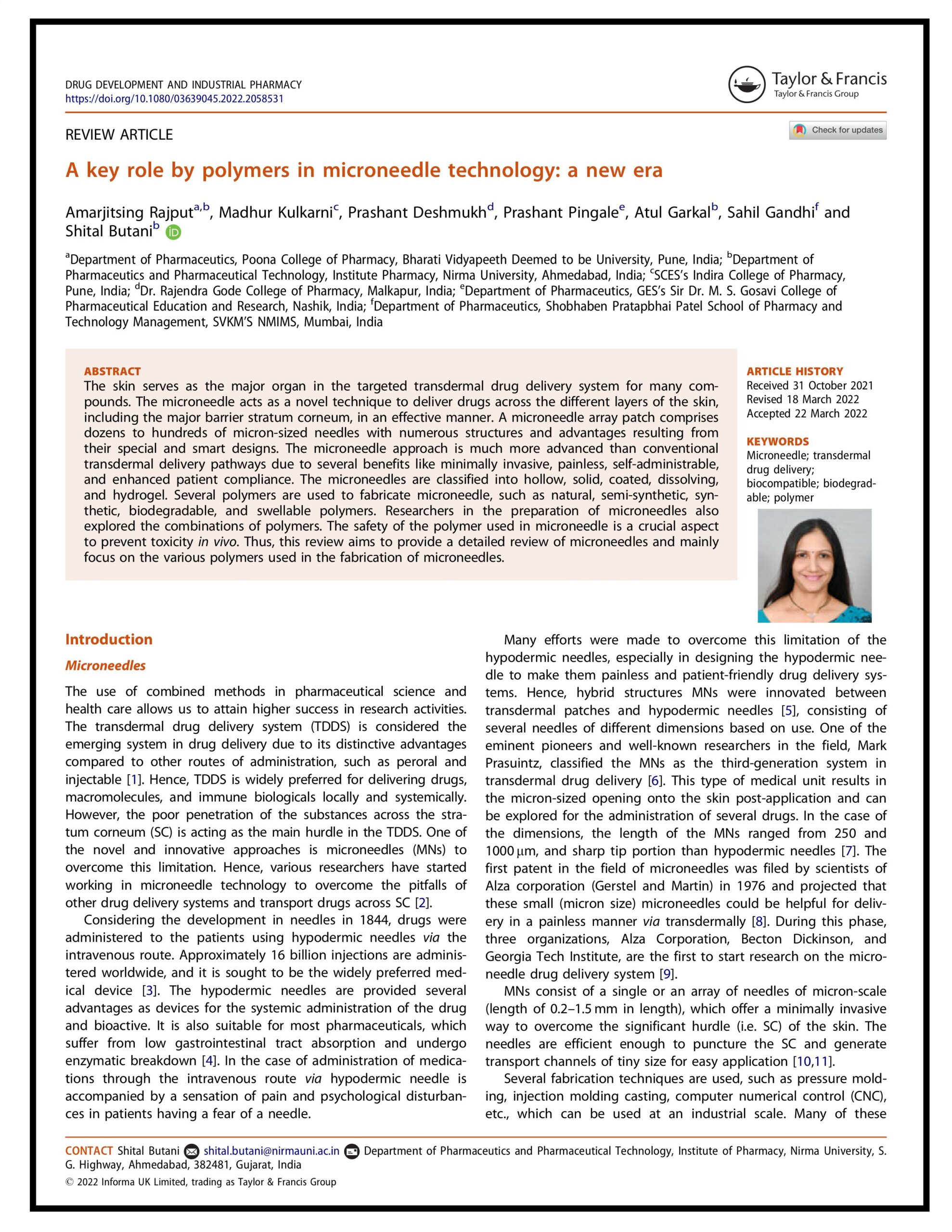 A Key Role by Polymers in Microneedle Technology: A New Era