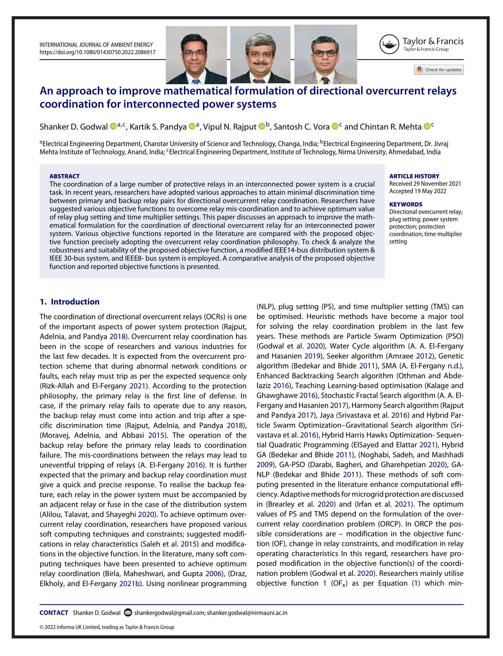 An approach to improve mathematical formulation of directional overcurrent relays coordination for interconnected power systems