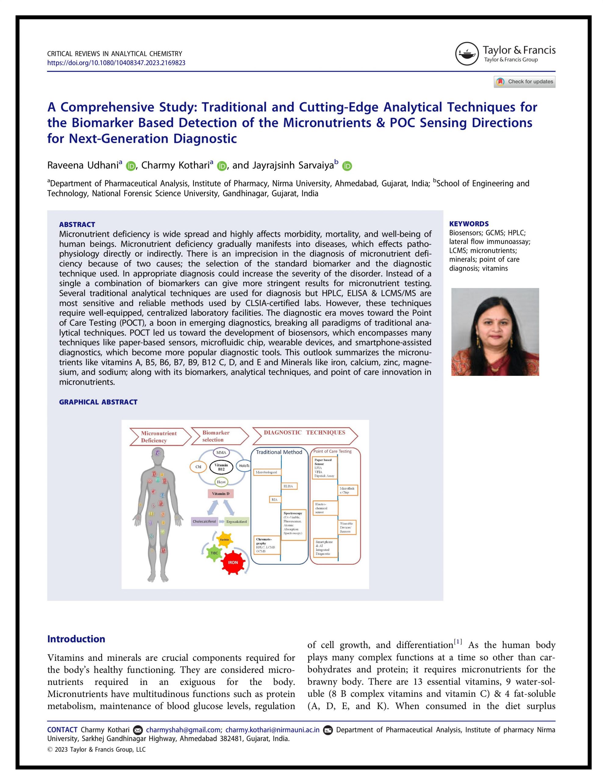 A Comprehensive Study: Traditional and Cutting-Edge Analytical Techniques for the Biomarker Based Detection of the Micronutrients & POC Sensing Directions for Next-Generation Diagnostic