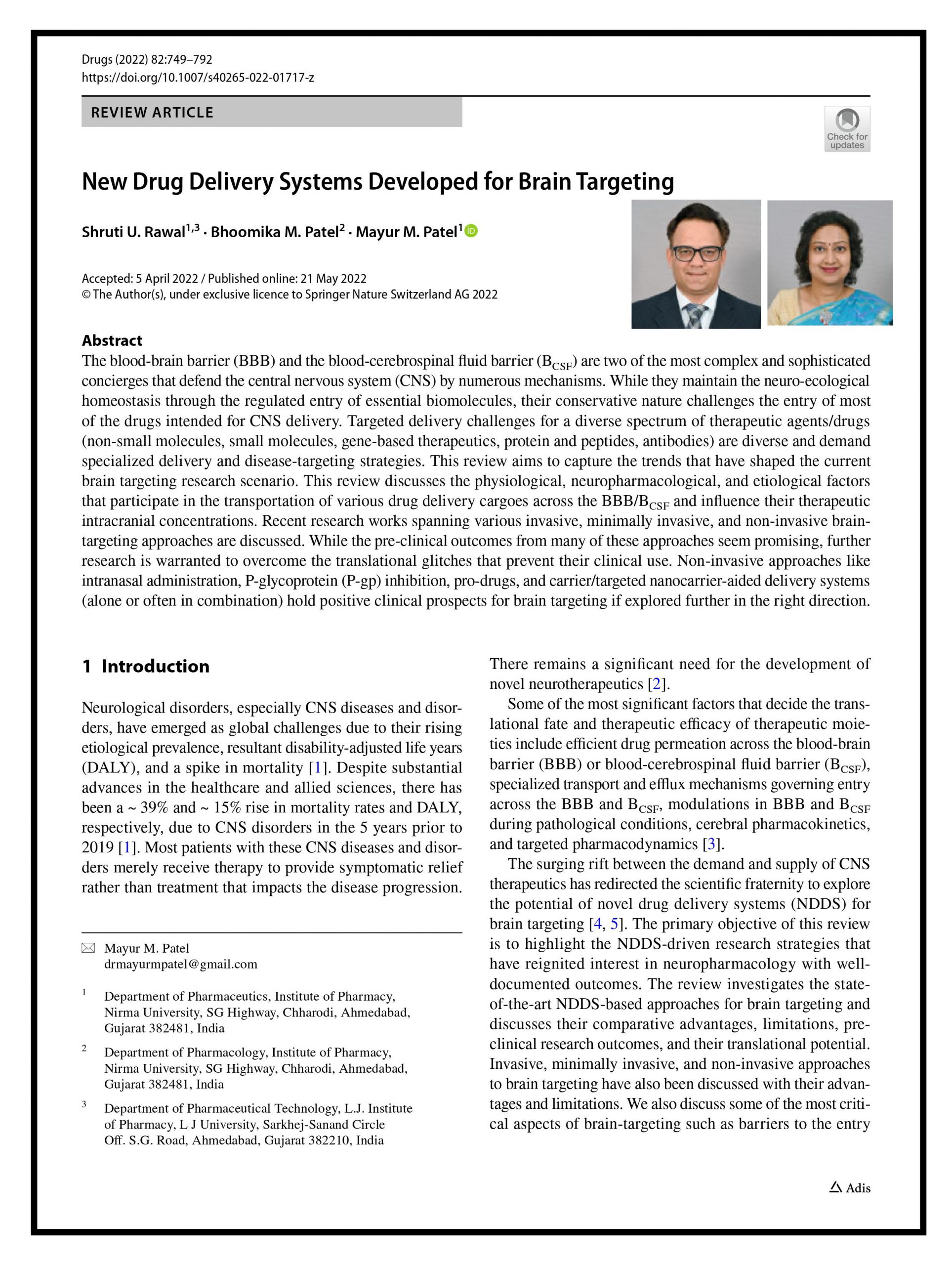 New Drug Delivery Systems Developed for Brain Targeting