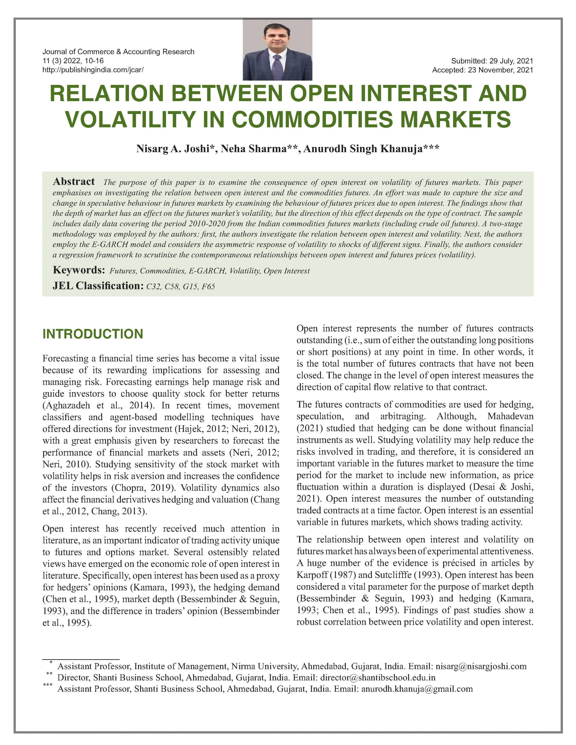 Relation Between Open Interest and Volatility in Futures Markets