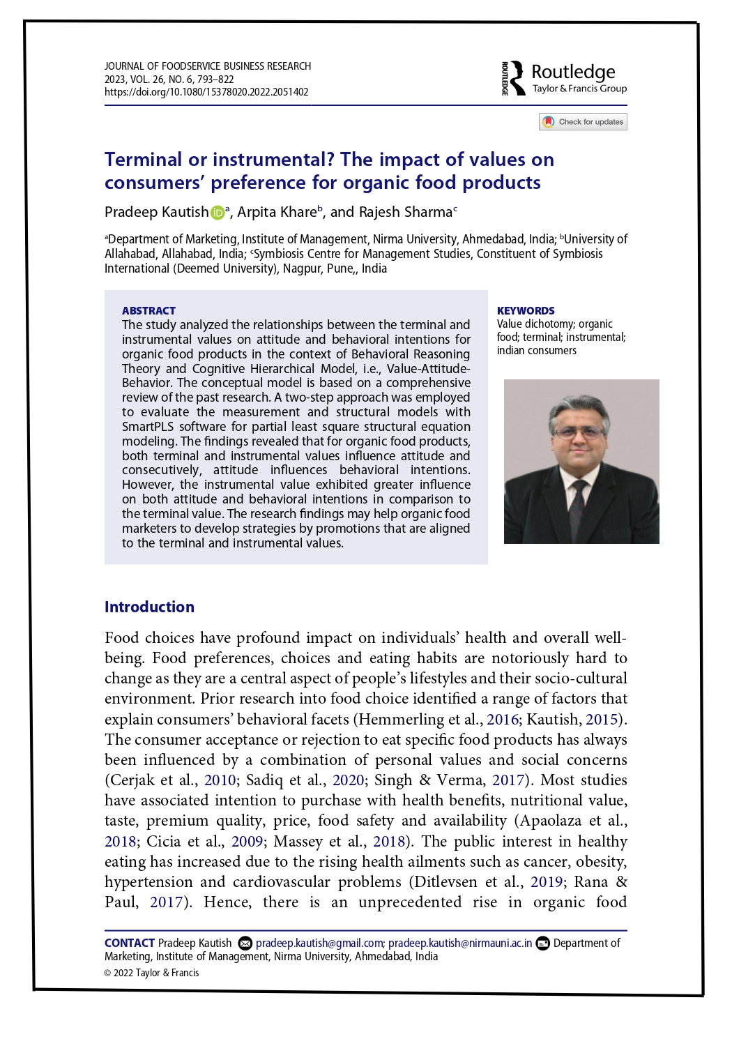 Terminal or instrumental? The impact of values on consumers’ preference for organic food products