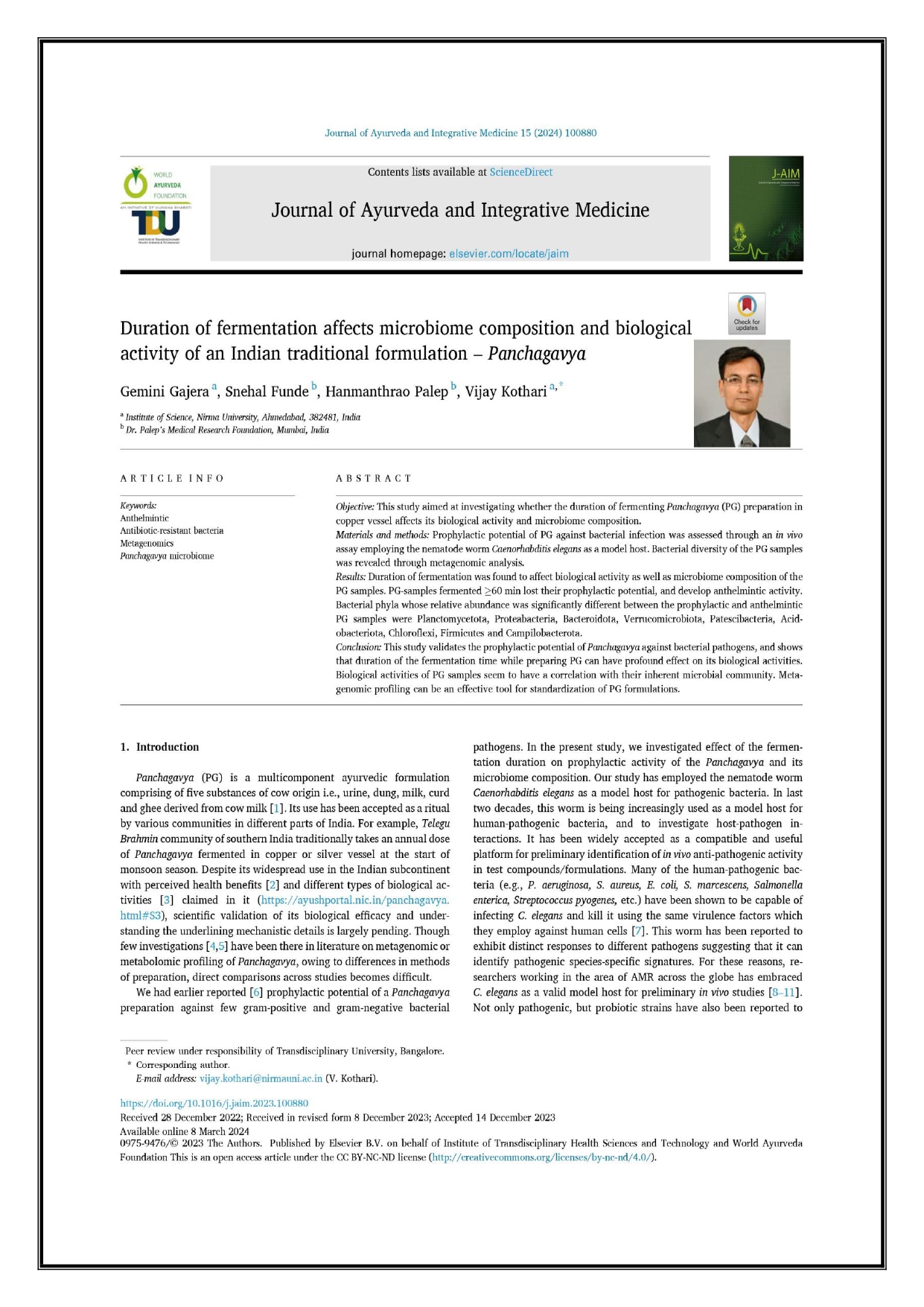 Duration of fermentation affects microbiome composition and biological activity of an Indian traditional formulation – Panchagavya