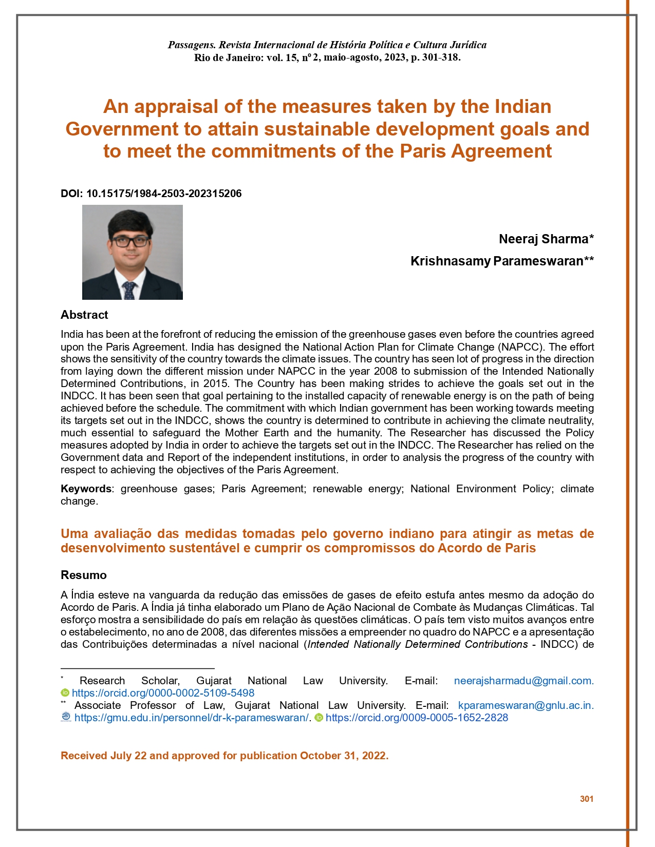 An Appraisal of the Measures Taken by the Indian Government to Attain Sustainable Development Goals and to Meet the Commitments of The Paris Agreement