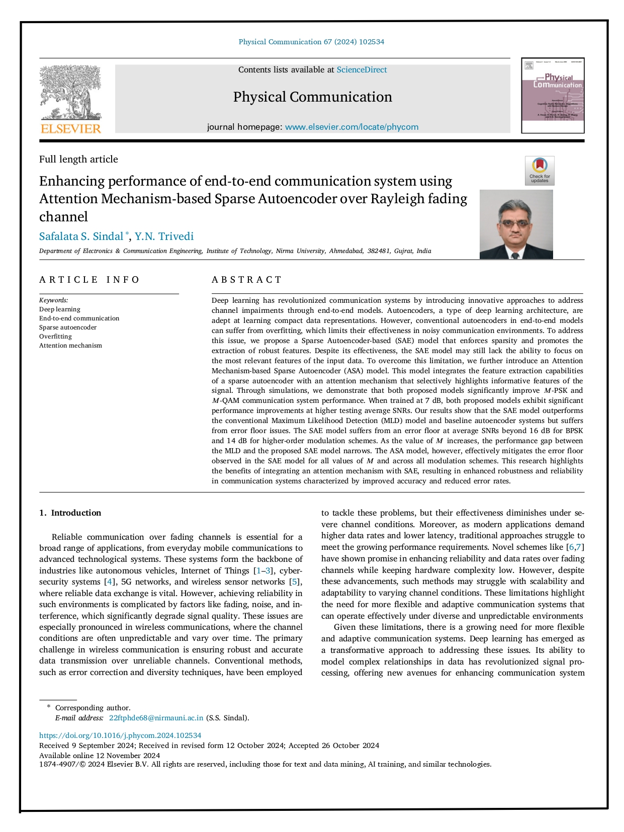 Enhancing performance of end-to-end communication system using attention mechanism-based sparse autoencoder over rayleigh fading channel