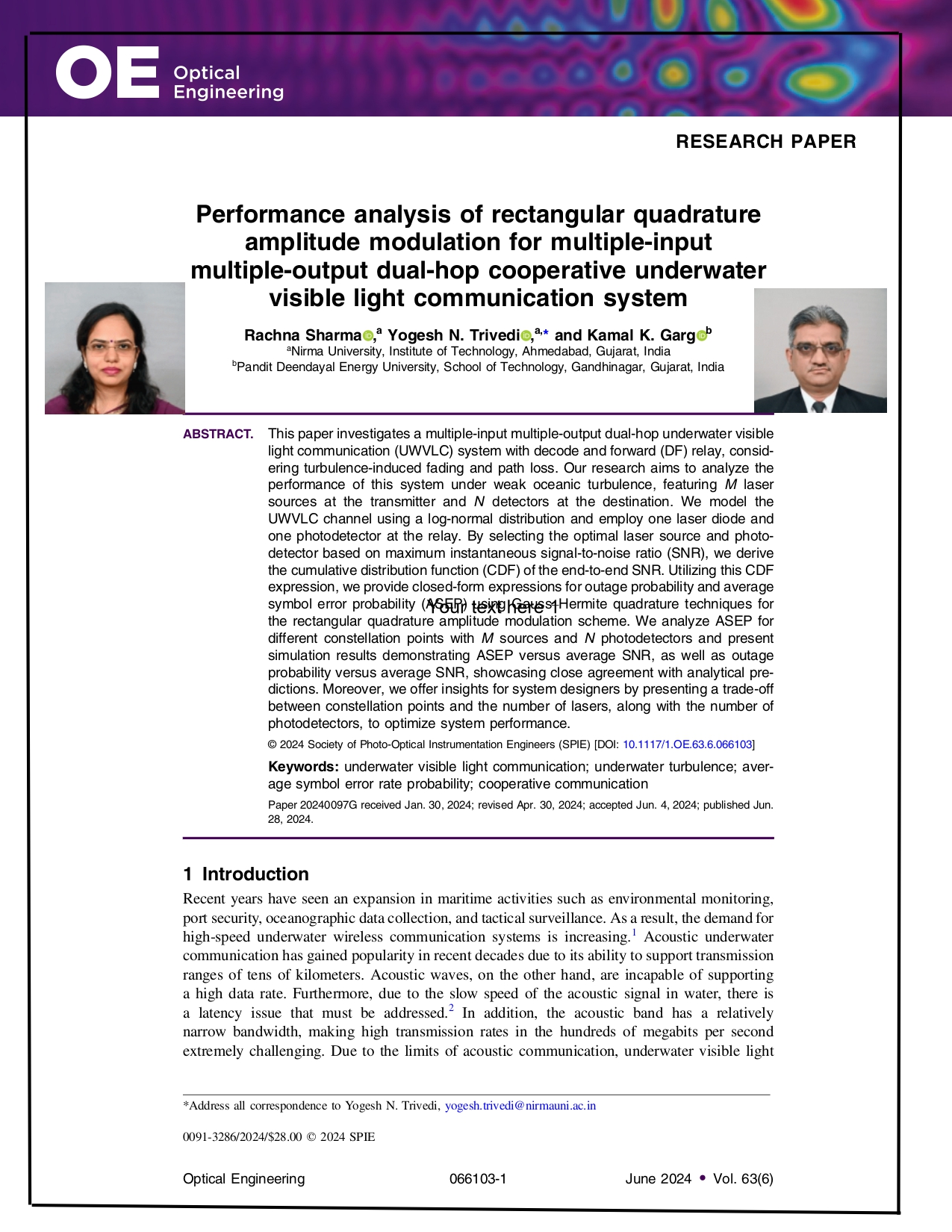 Performance analysis of rectangular quadrature amplitude modulation for multiple-input multiple-output dual-hop cooperative underwater visible light communication system