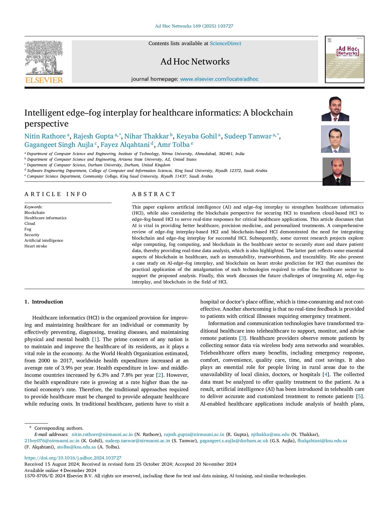 Intelligent edge-fog interplay for healthcare informatics: A blockchain perspective