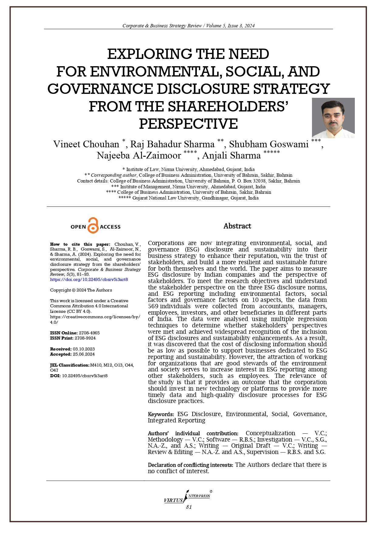 Exploring the Need for Environmental, Social, and Governance Disclosure Strategy from the Shareholders Perspective