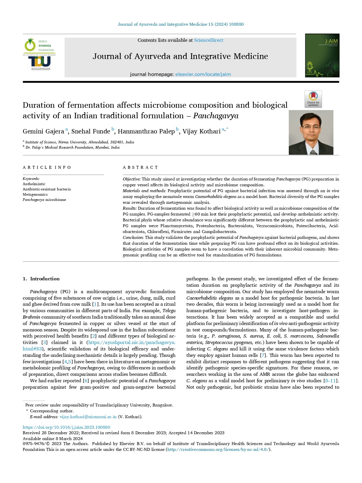 Duration of fermentation affects microbiome composition and biological activity of an Indian traditional formulation – Panchagavya