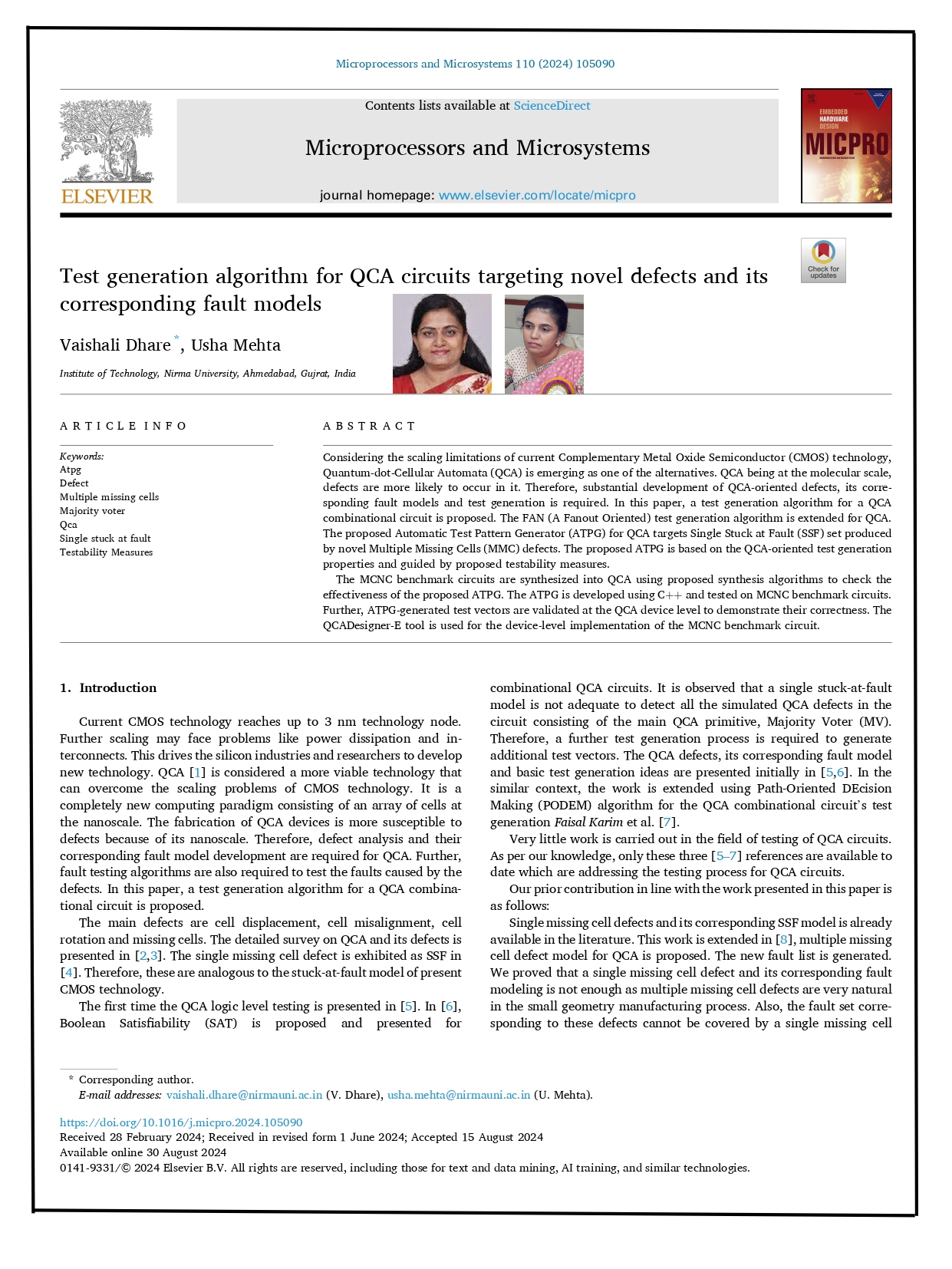 Test generation algorithm for QCA circuits targeting novel defects and its corresponding fault models