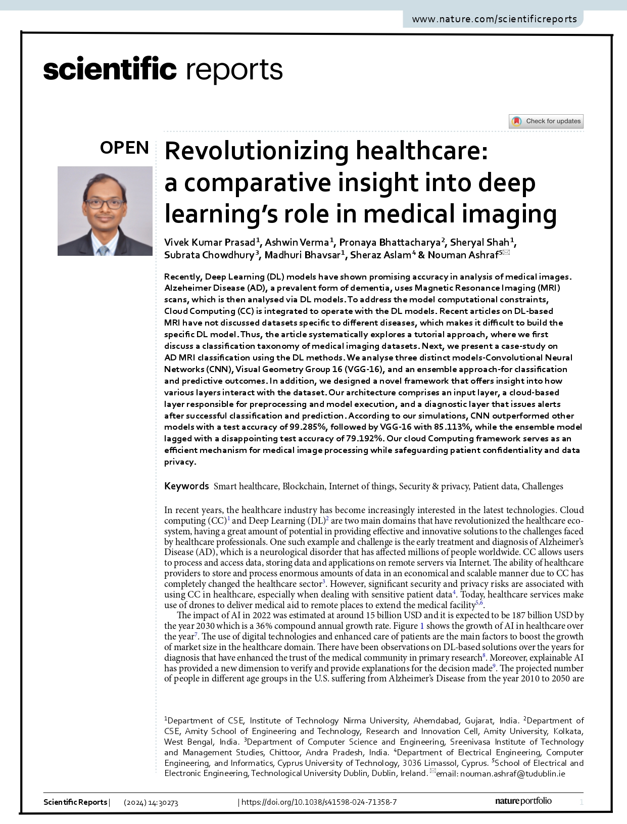 Revolutionizing healthcare: a comparative insight into deep learning’s role in medical imaging