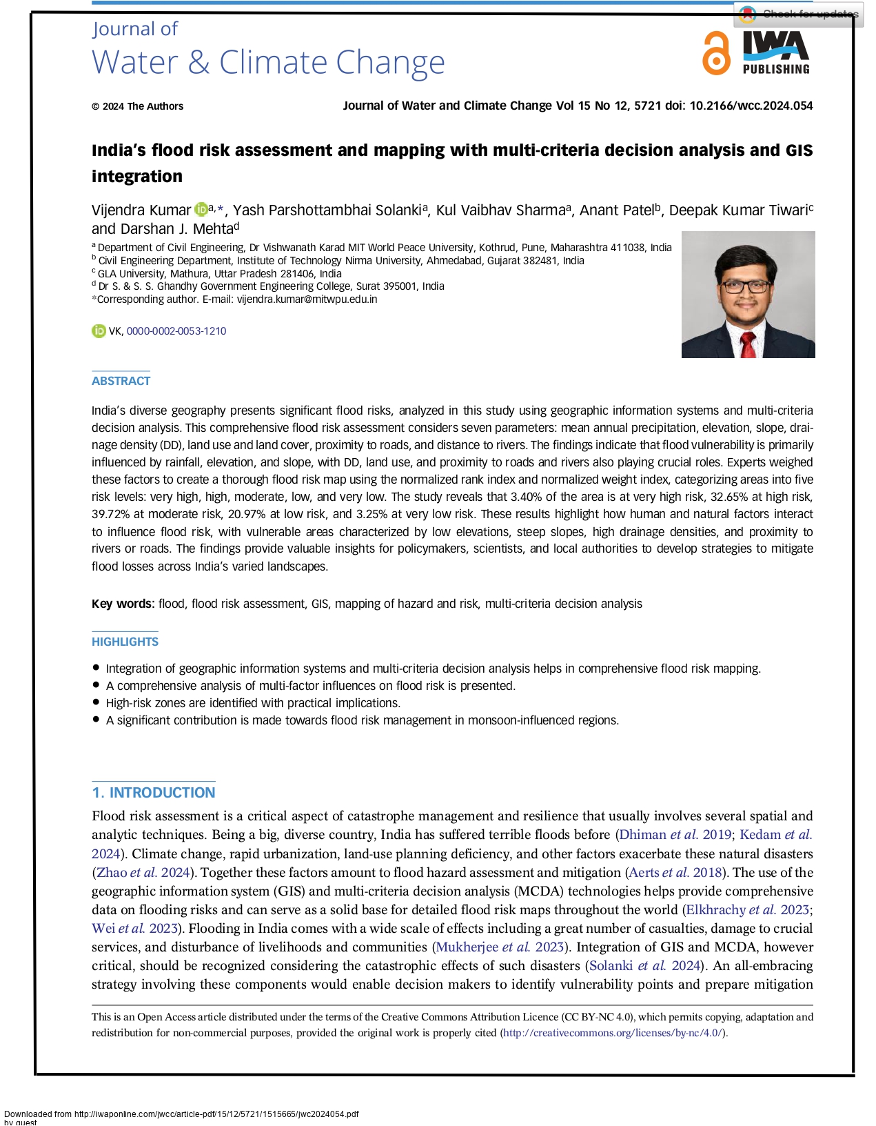 India’s flood risk assessment and mapping with multi-criteria decision analysis and GIS integration
