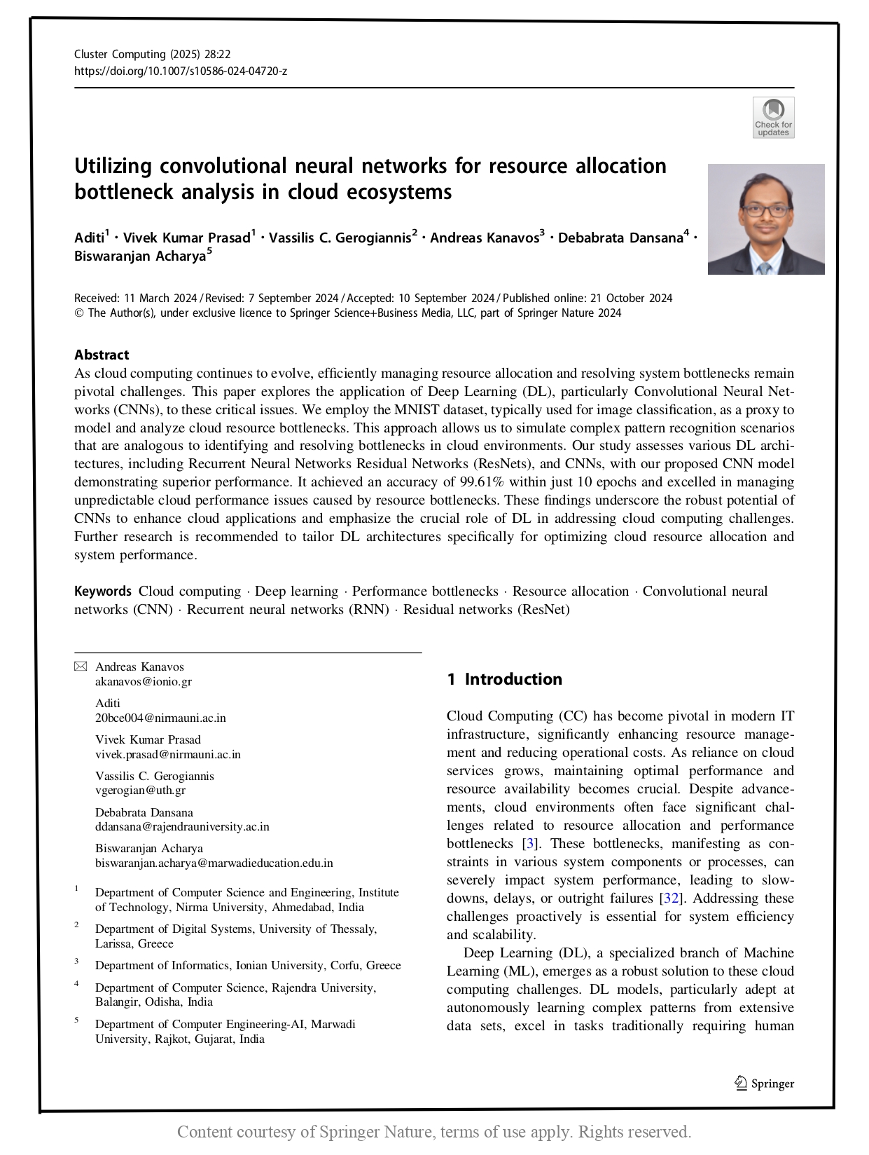 Utilizing convolutional neural networks for resource allocation bottleneck analysis in cloud ecosystems