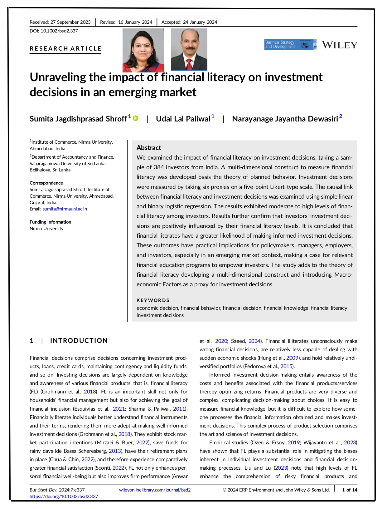 Unraveling the impact of financial literacy on investment decisions in an emerging market