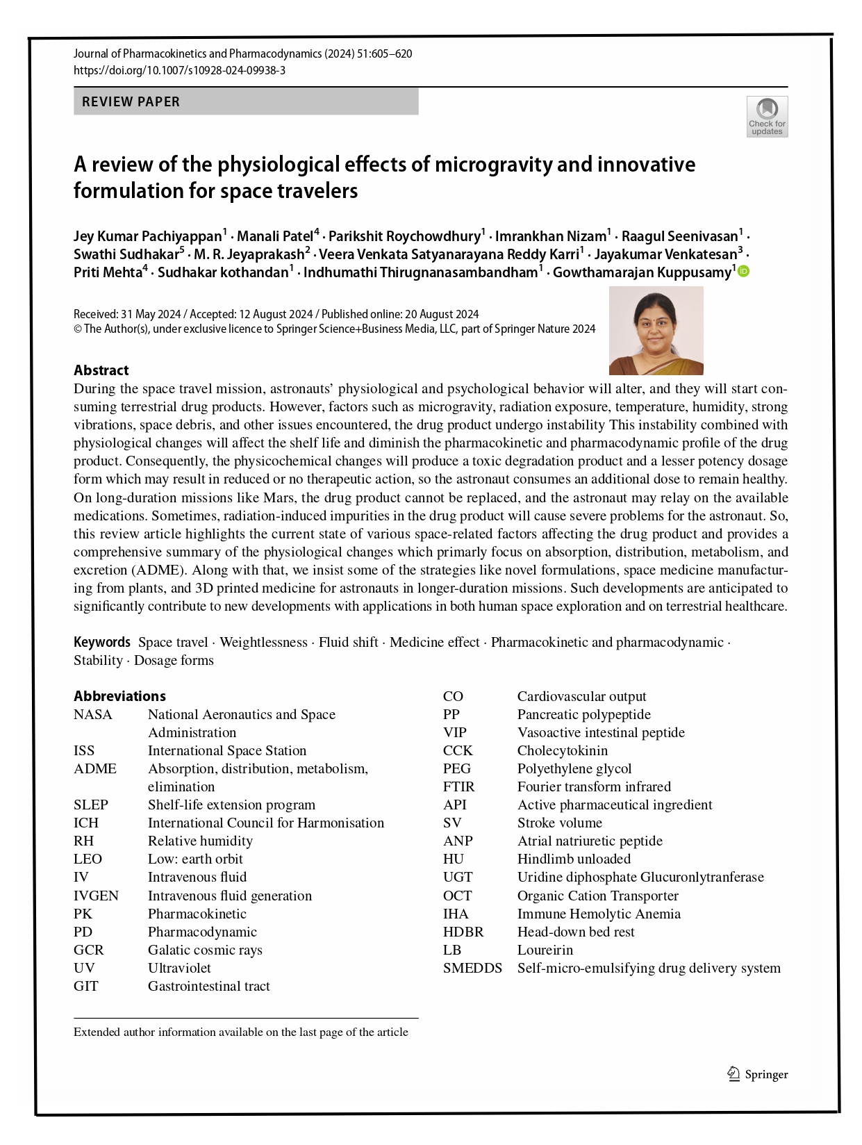 A review of the physiological effects of microgravity and innovative formulation for space travelers