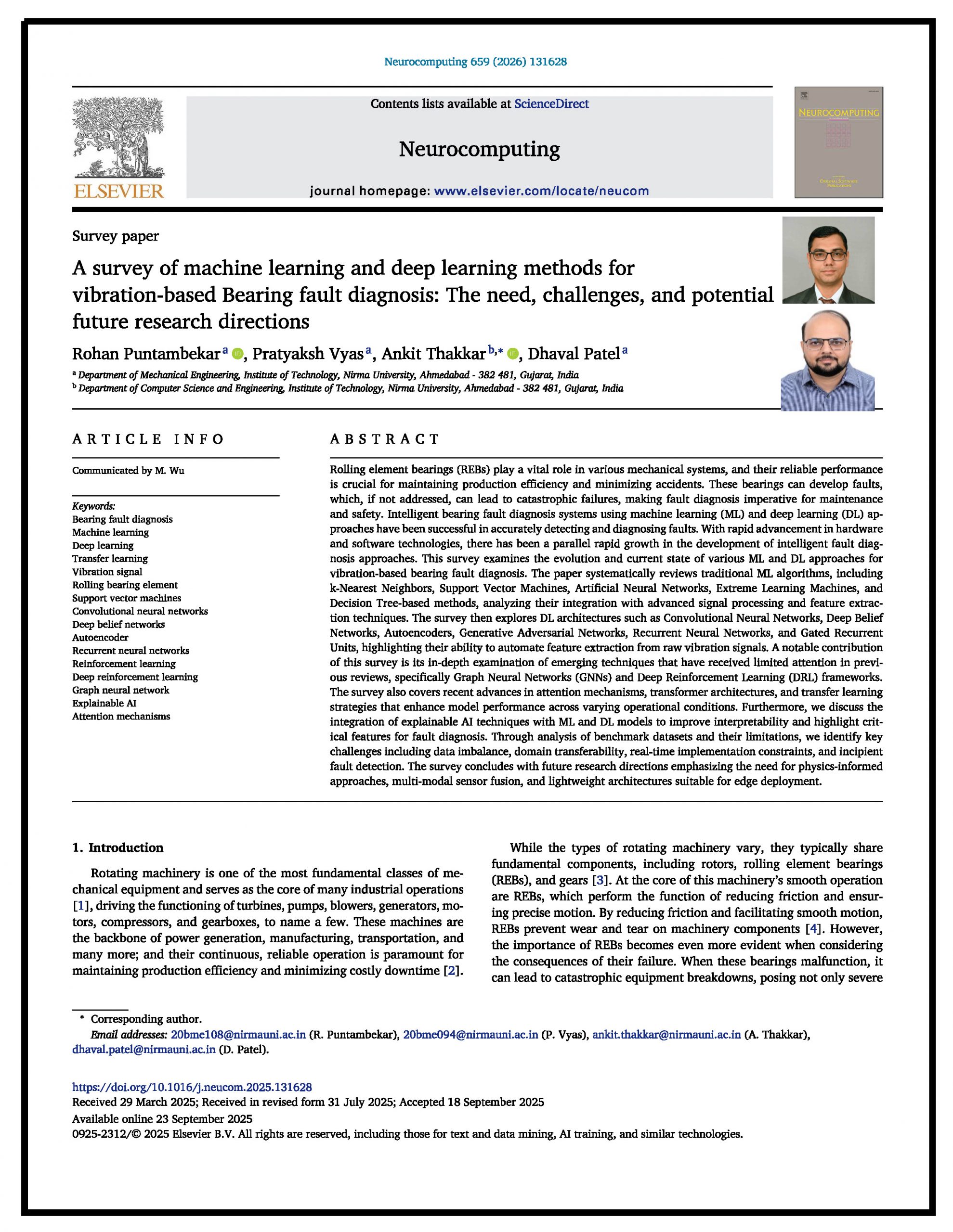 A survey of machine learning and deep learning methods for vibration-based Bearing fault diagnosis: The need, challenges, and potential future research directions