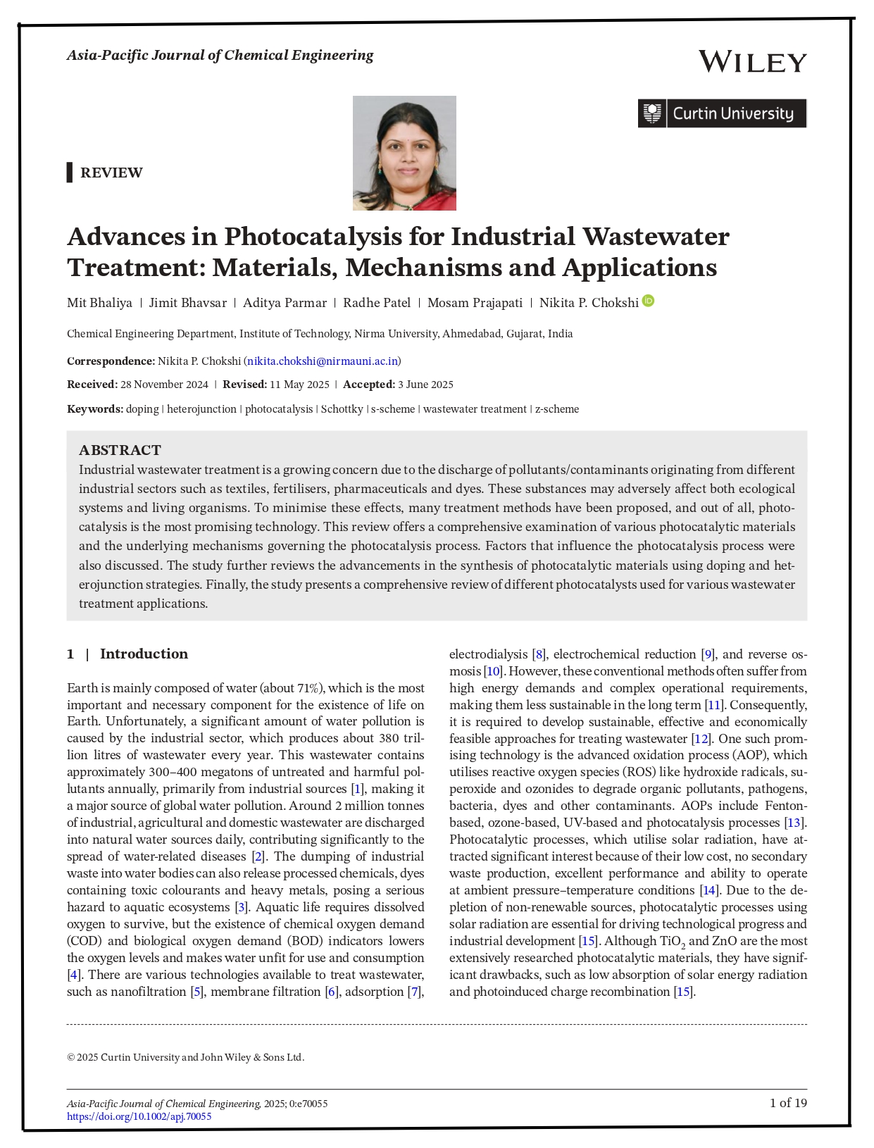 Advances in Photocatalysis for Industrial Wastewater Treatment: Materials, Mechanisms and Applications