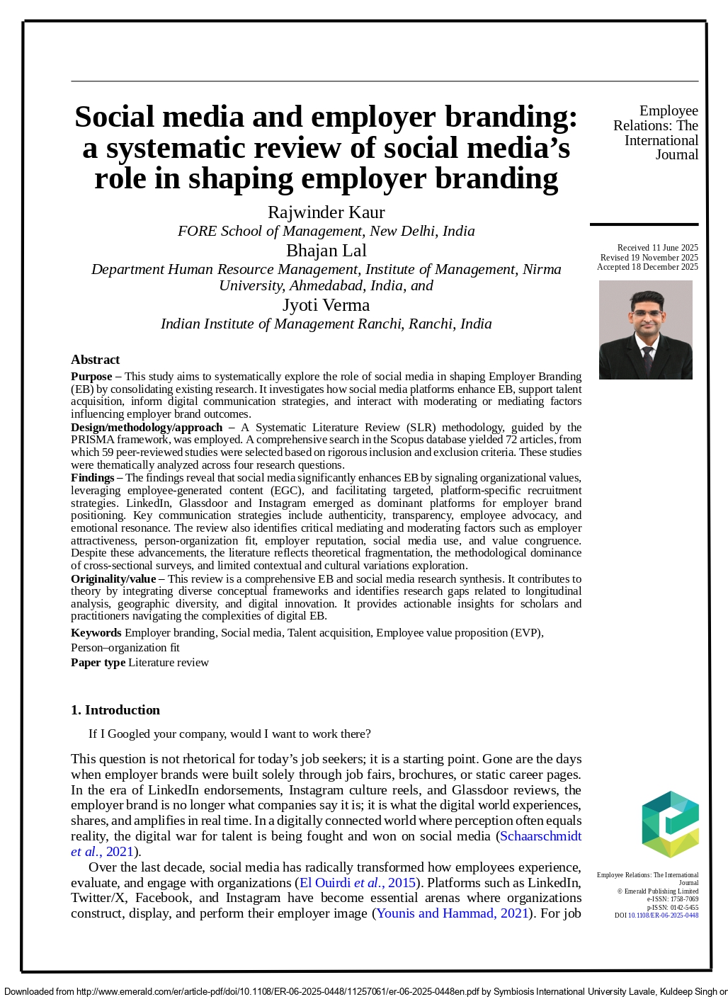 Social Media and Employer Branding: A Systematic Review of Social Media’s Role in Shaping Employer Branding